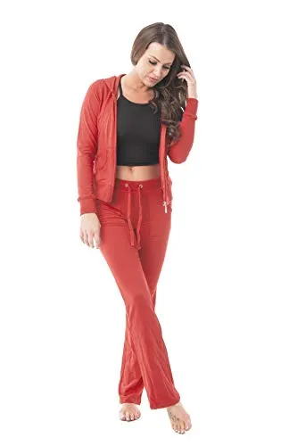 Hollywood Star Fashion Women's Cotton French Terry Jacket & Pant Tracksuit Set