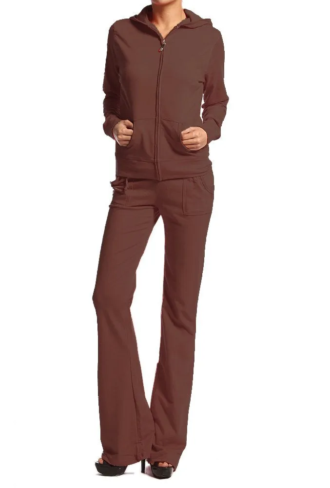 Hollywood Star Fashion Women's Cotton French Terry Jacket & Pant Tracksuit Set