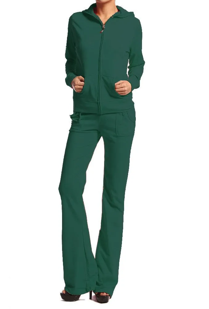 Hollywood Star Fashion Women's Cotton French Terry Jacket & Pant Tracksuit Set