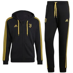 Juventus Casual 3S hooded soccer tracksuit 2023/24 black - Adidas