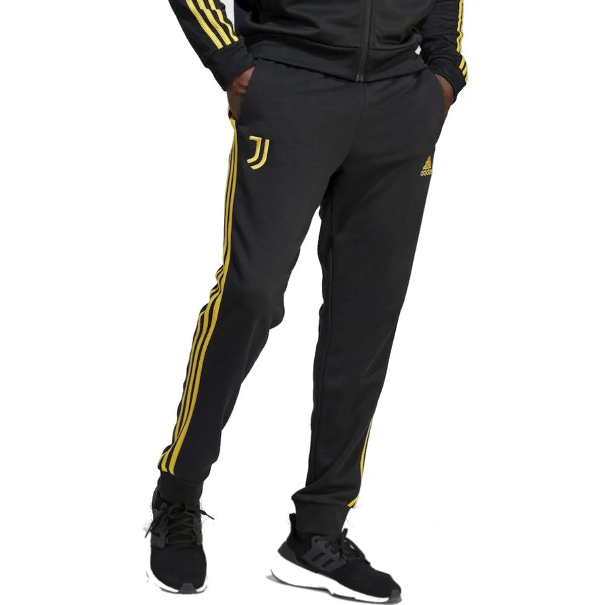 Juventus Casual 3S hooded soccer tracksuit 2023/24 black - Adidas