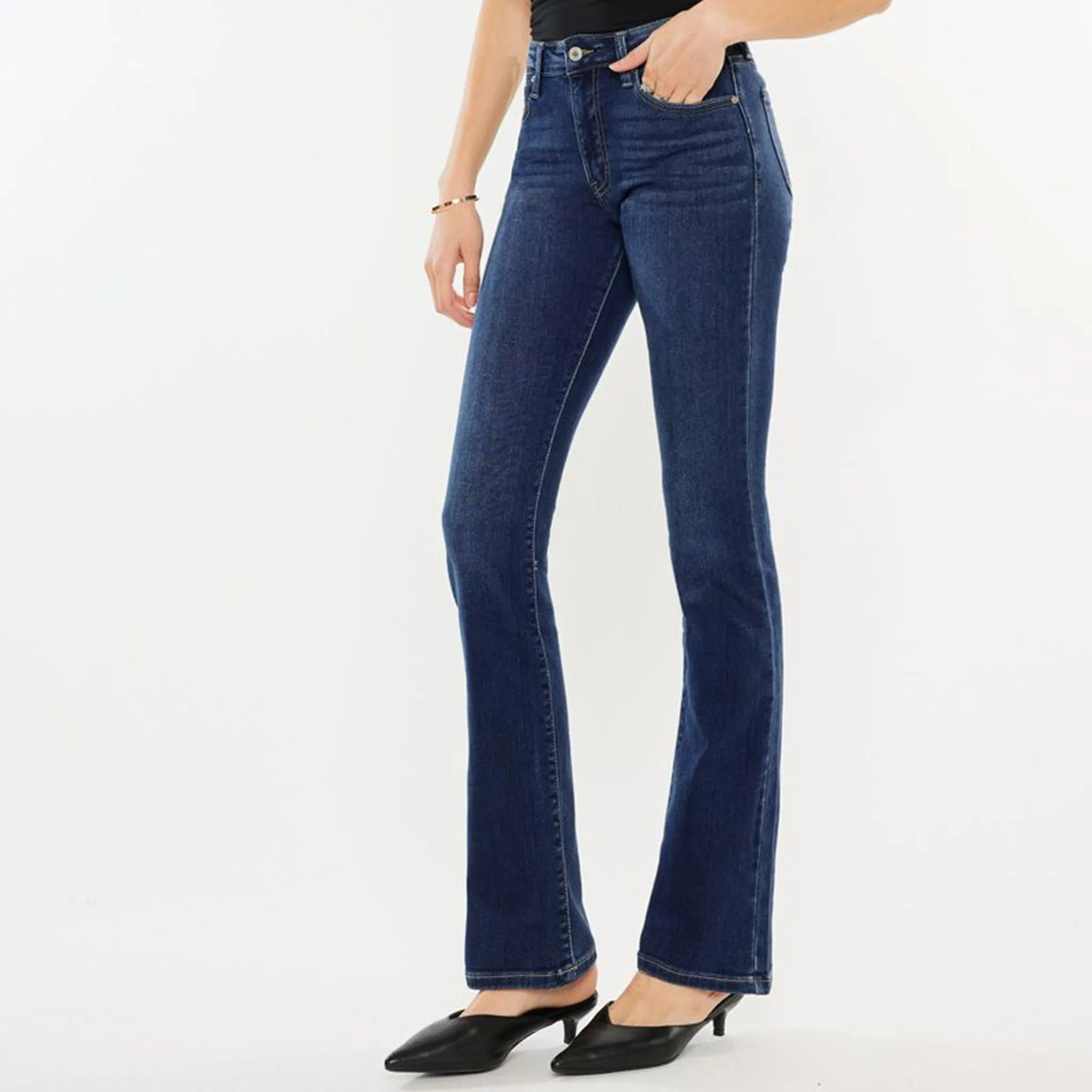 KanCan Women's Dark High Rise Boot Cut