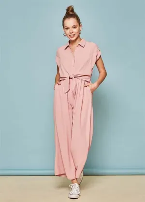 Knot Waist Mauve Jumpsuit