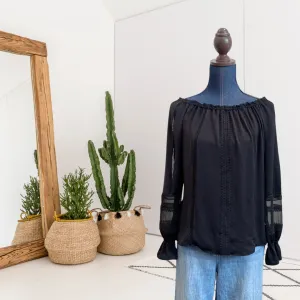 Lace Trim Silk Blouse