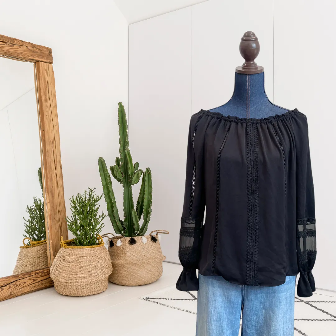 Lace Trim Silk Blouse