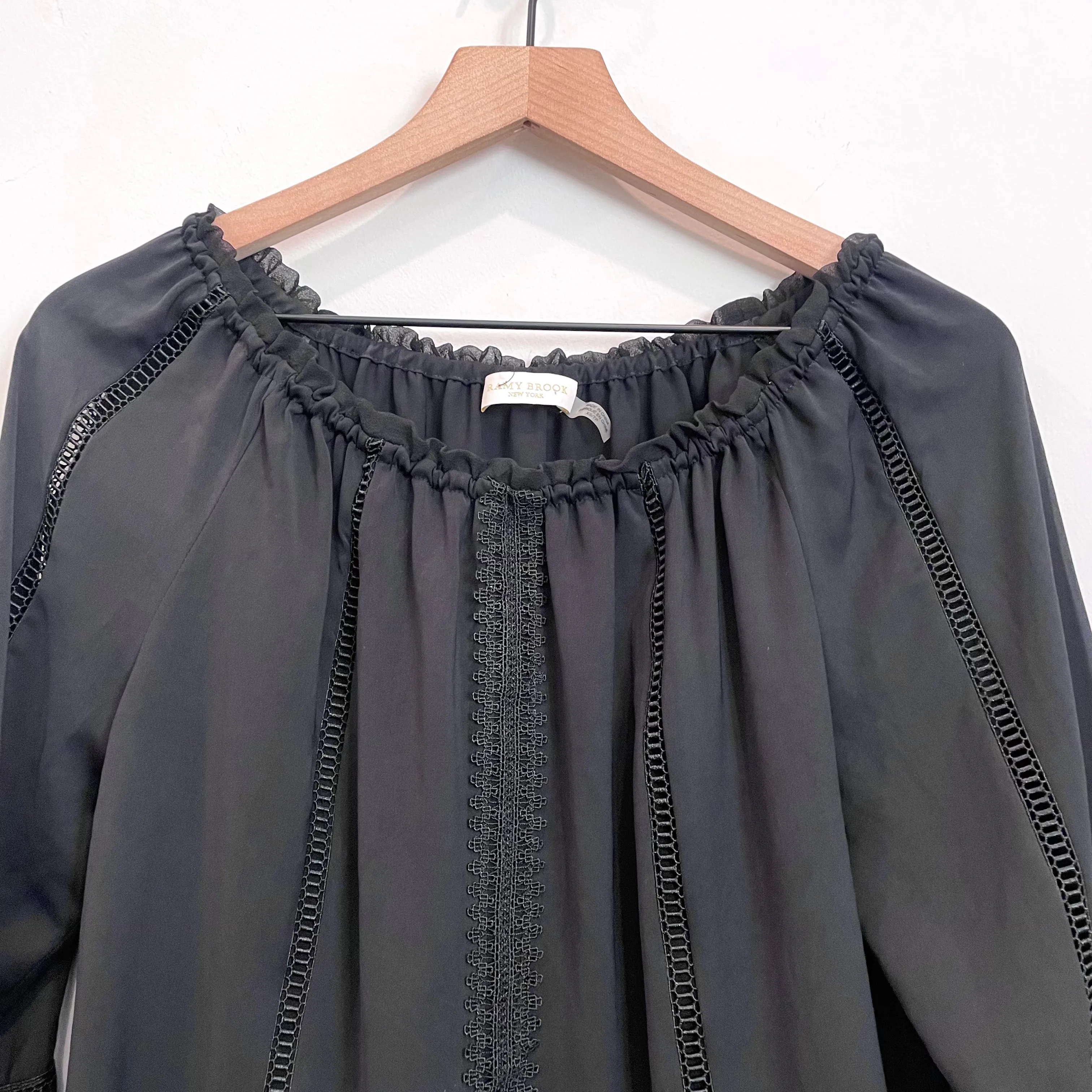 Lace Trim Silk Blouse