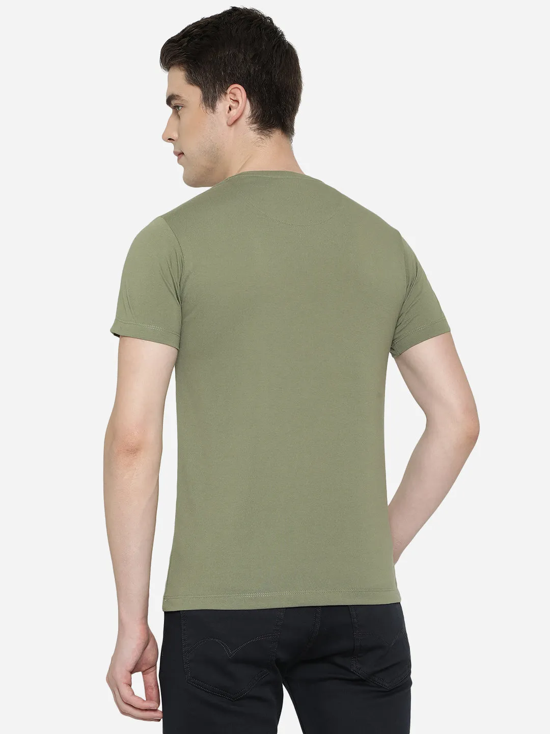 Light Olive Solid Slim Fit T-Shirt | Greenfibre