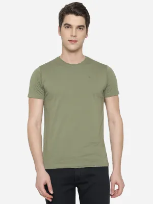 Light Olive Solid Slim Fit T-Shirt | Greenfibre