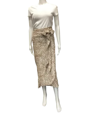 Lusana Marilyn Skirt Midi Length Wrap Animal Print W/Tags Size S