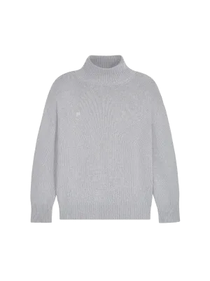 Men's Recycled Cashmere Turtleneck Sweater—grey marl