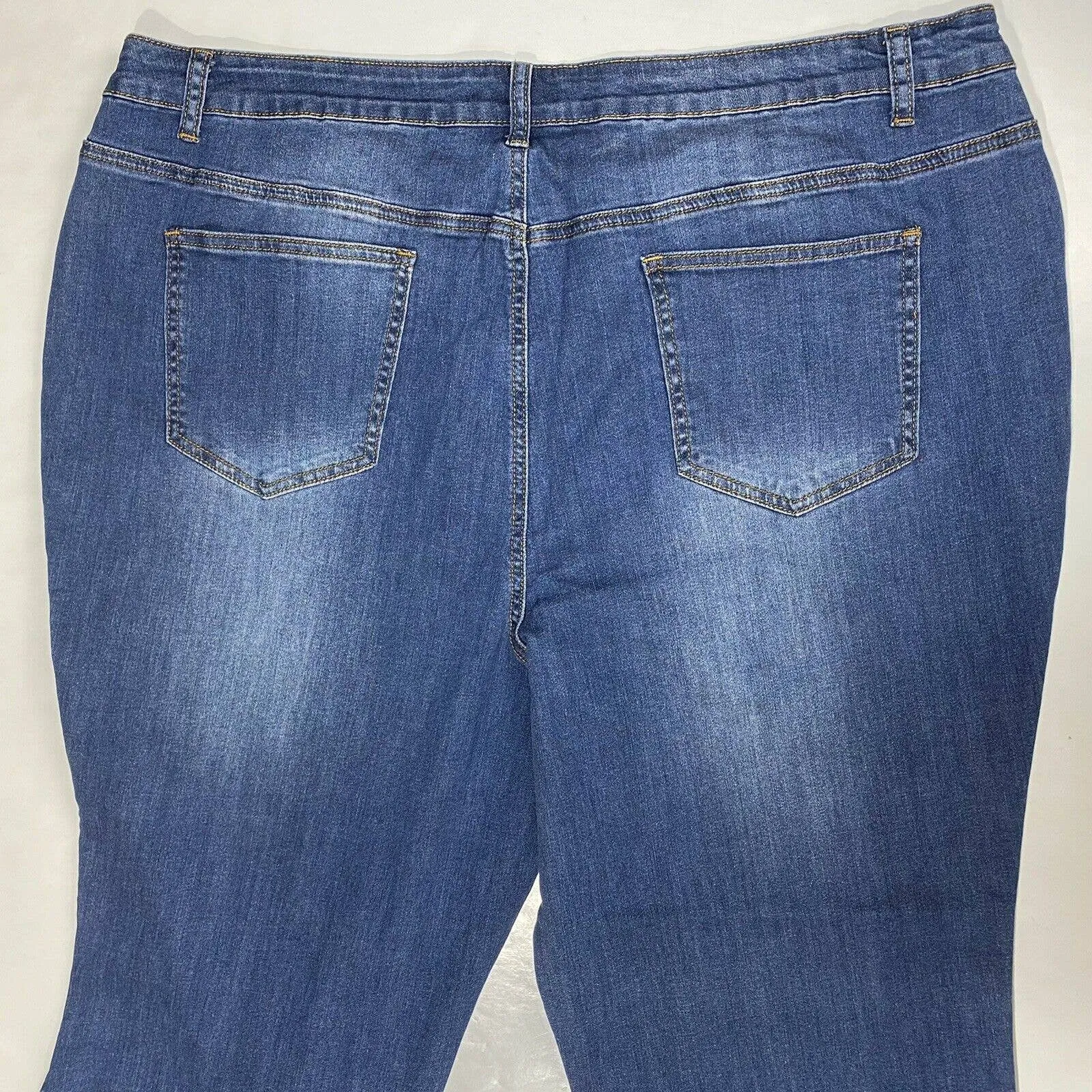 Midnight Velvet Bootcut Flare 22W Hi-Rise Denim Jeans Gold Sequins Plus Size NWT
