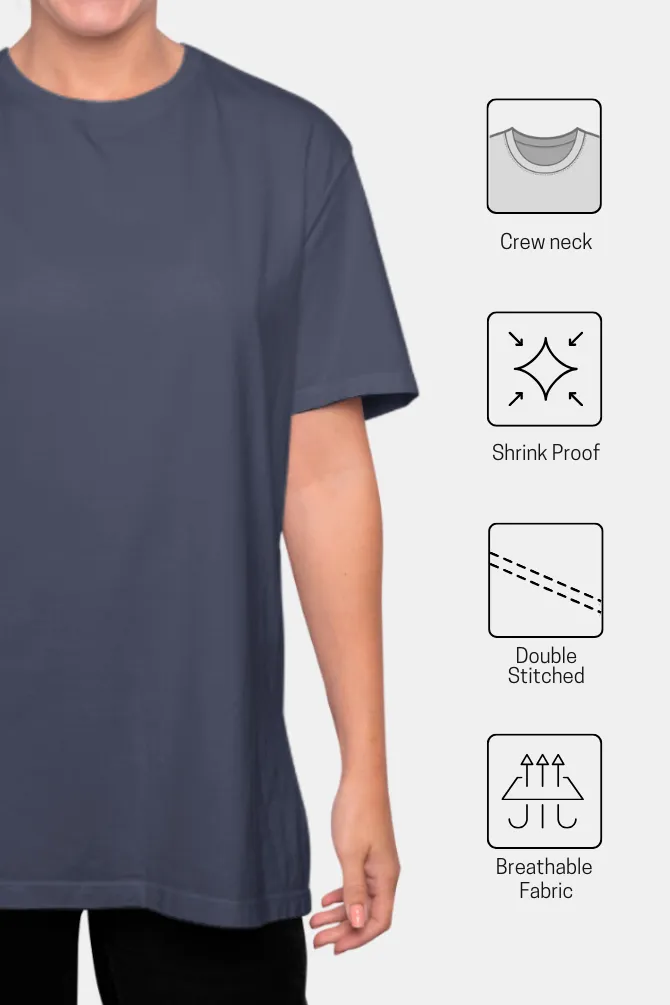 Navy Blue Lightweight Oversized T-shirt for women