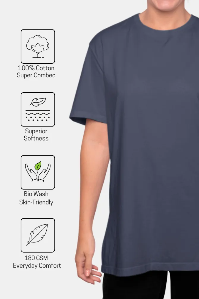 Navy Blue Lightweight Oversized T-shirt for women