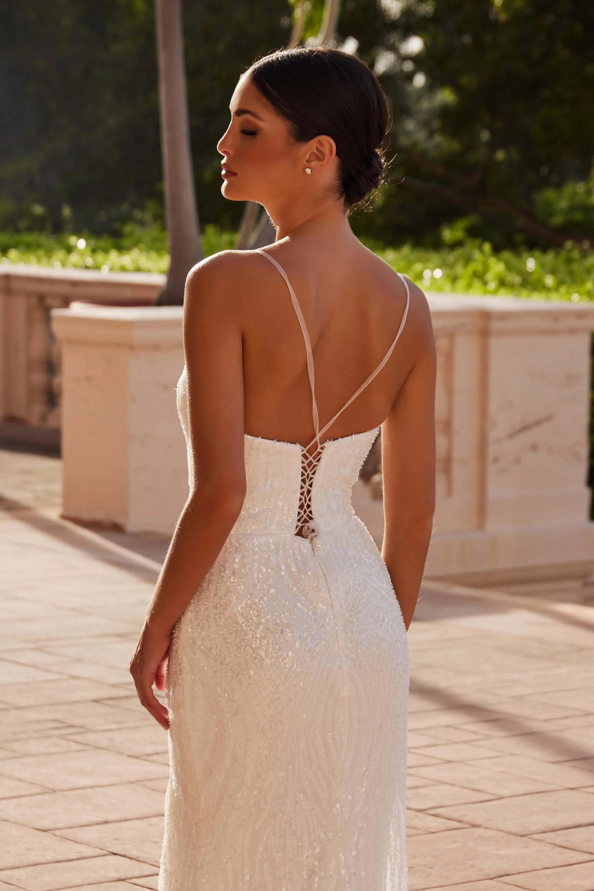 NOX ANABEL E1535W Long Beaded Tulle Evening Dress