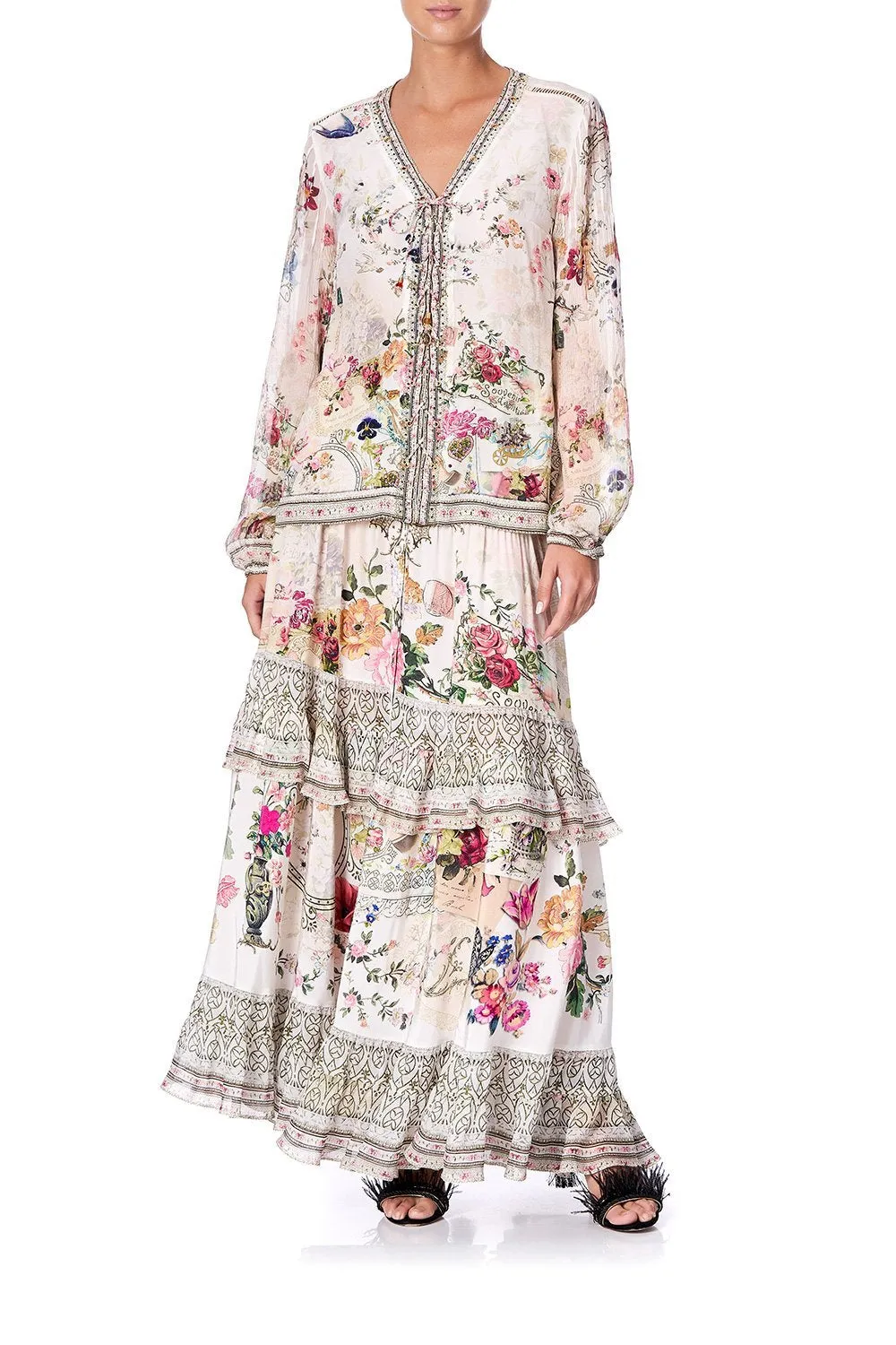 PEASANT BLOUSE WITH FRONT LACING JARDIN POSTCARDS