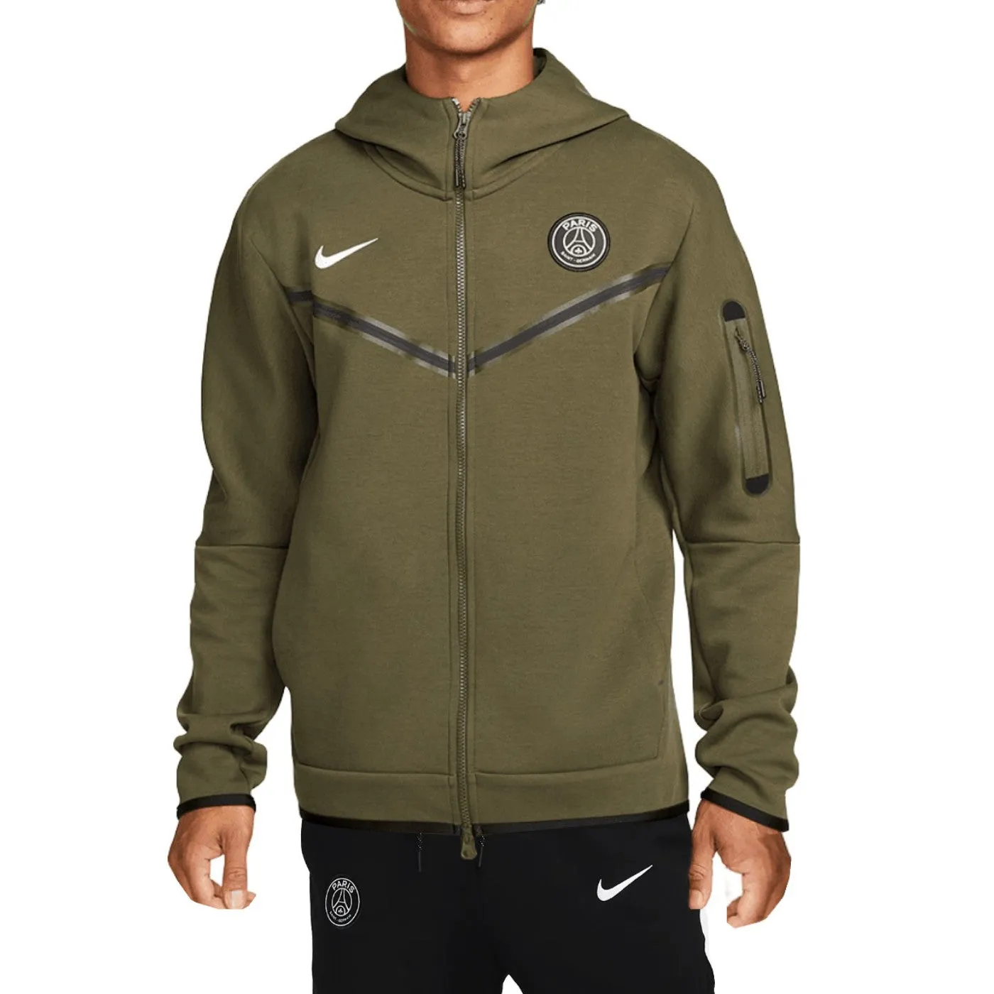 PSG Tech Fleece green/black presentation Soccer tracksuit 2022/23 - Nike