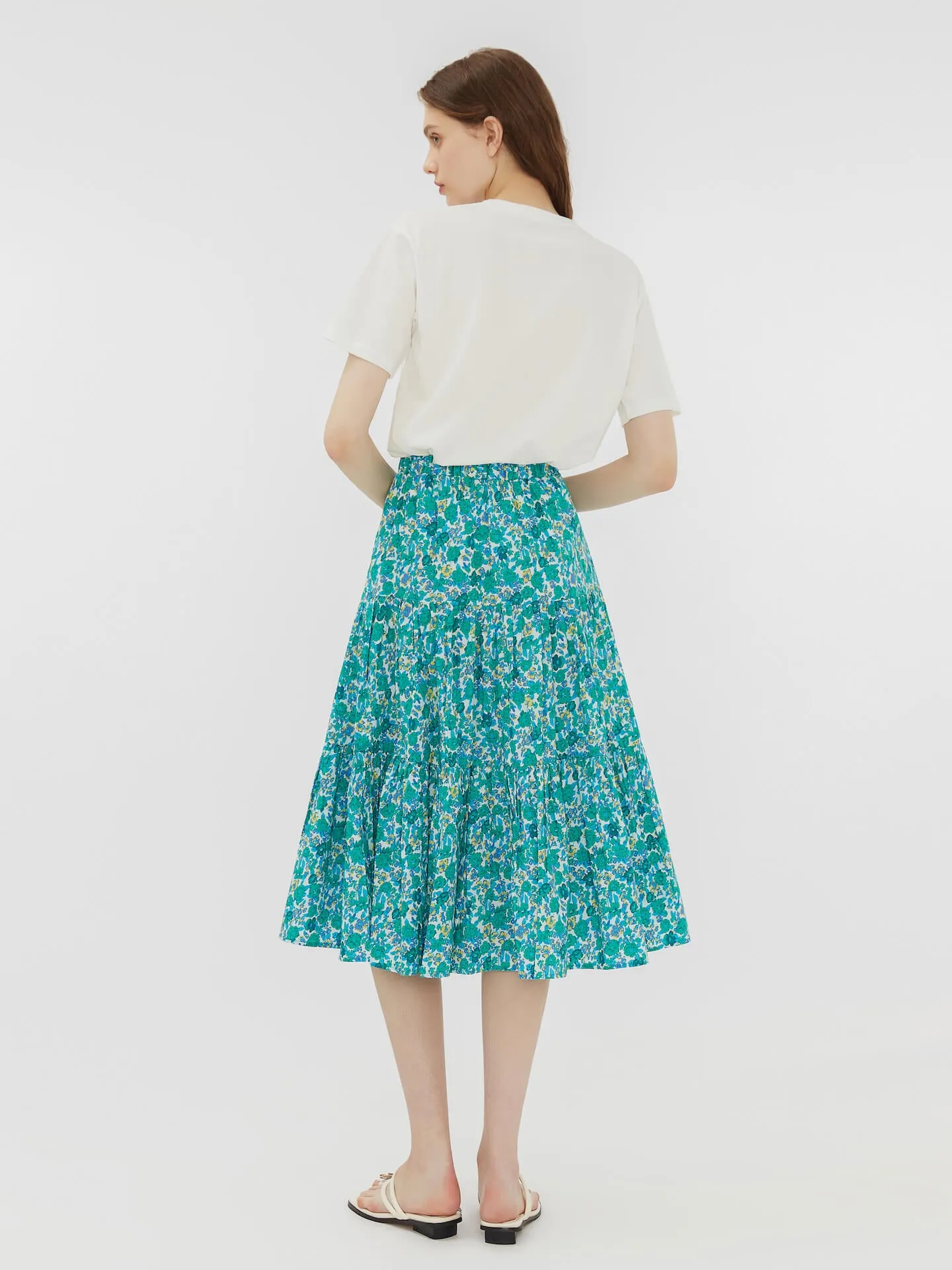 Retro Single Tiered Floral Skirt