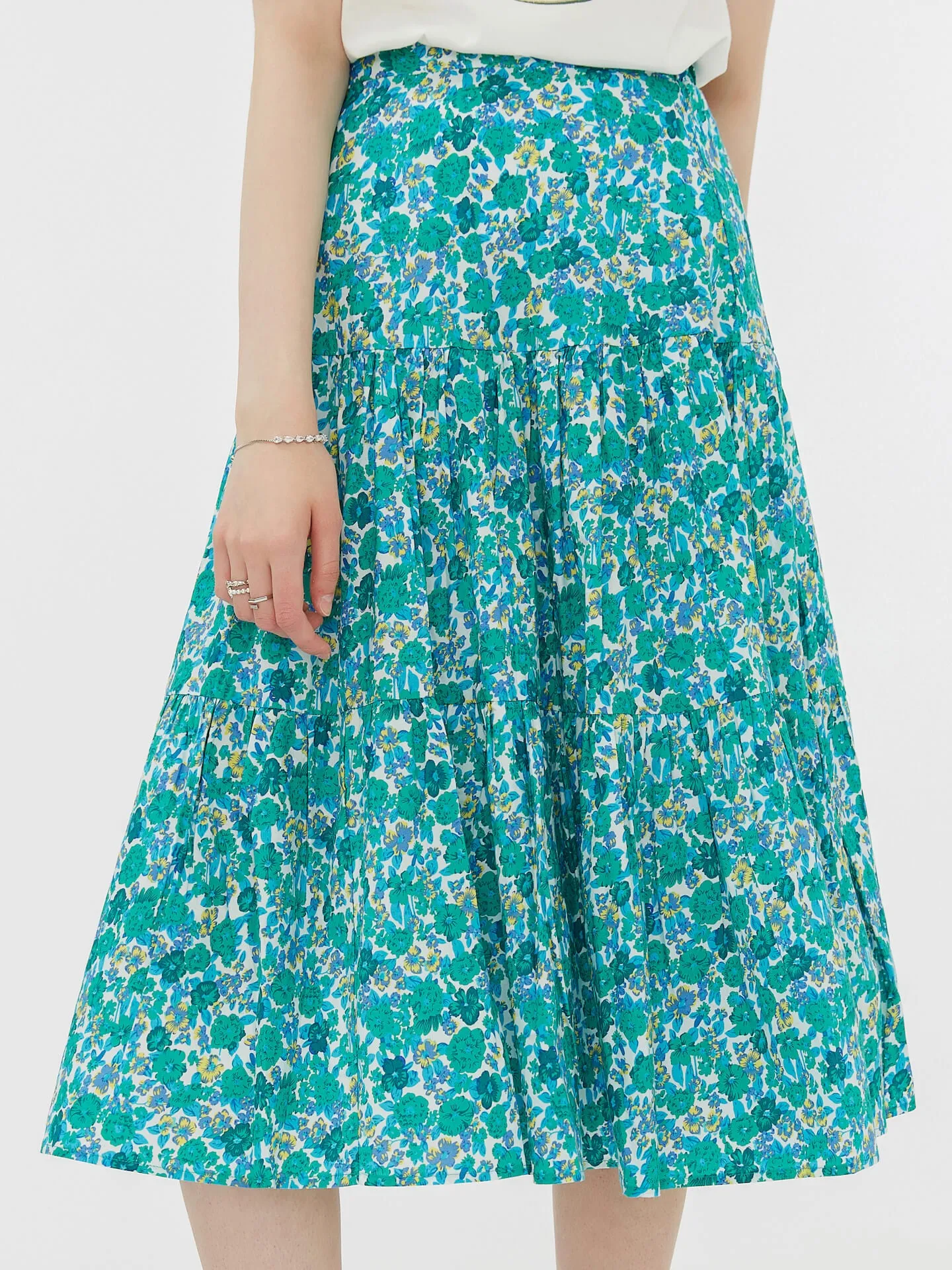 Retro Single Tiered Floral Skirt