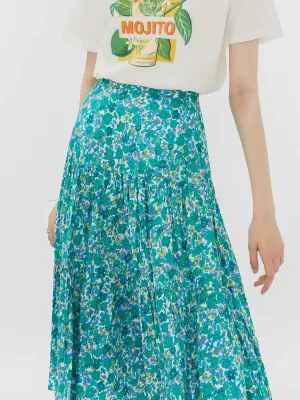 Retro Single Tiered Floral Skirt