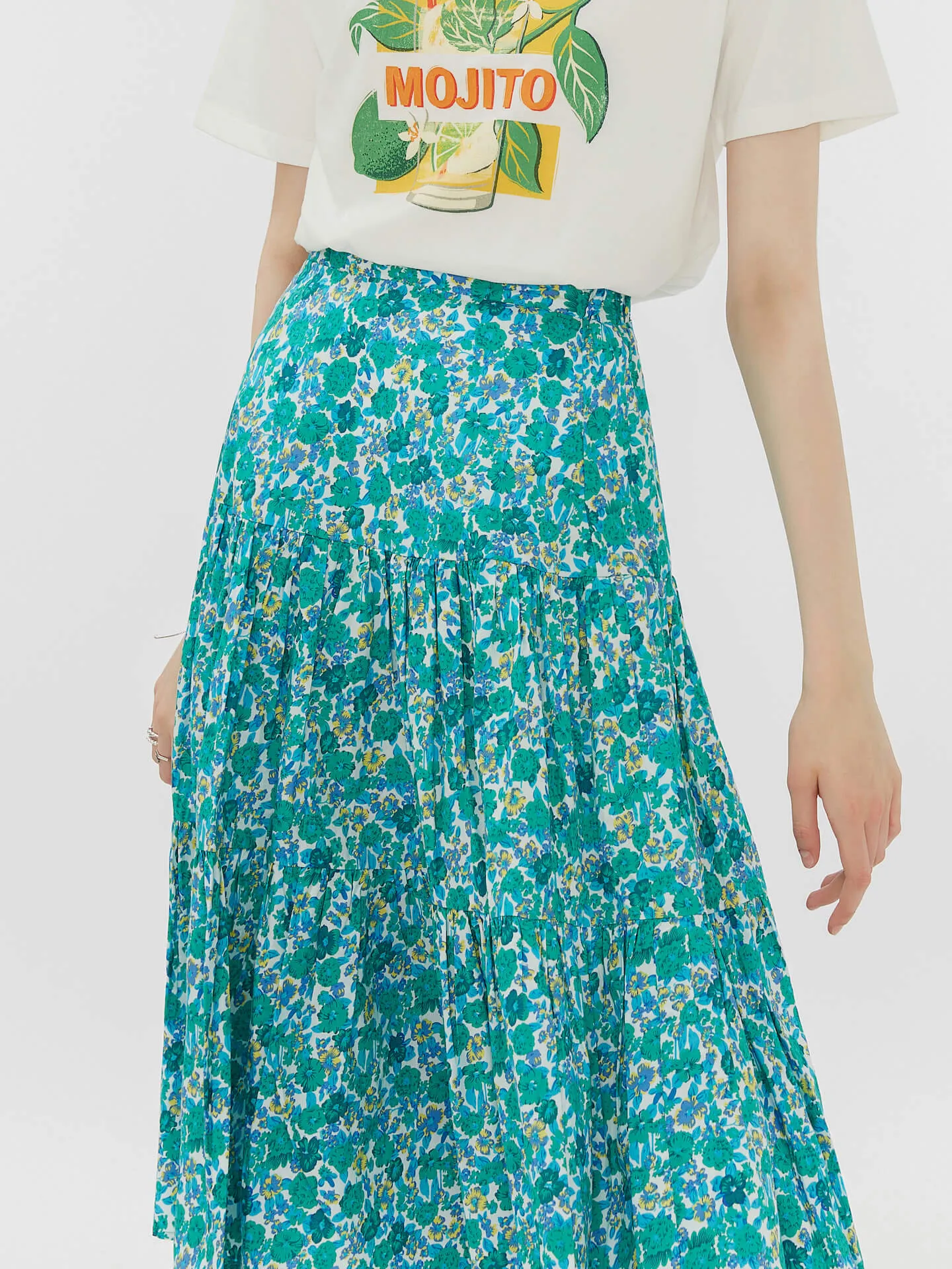 Retro Single Tiered Floral Skirt