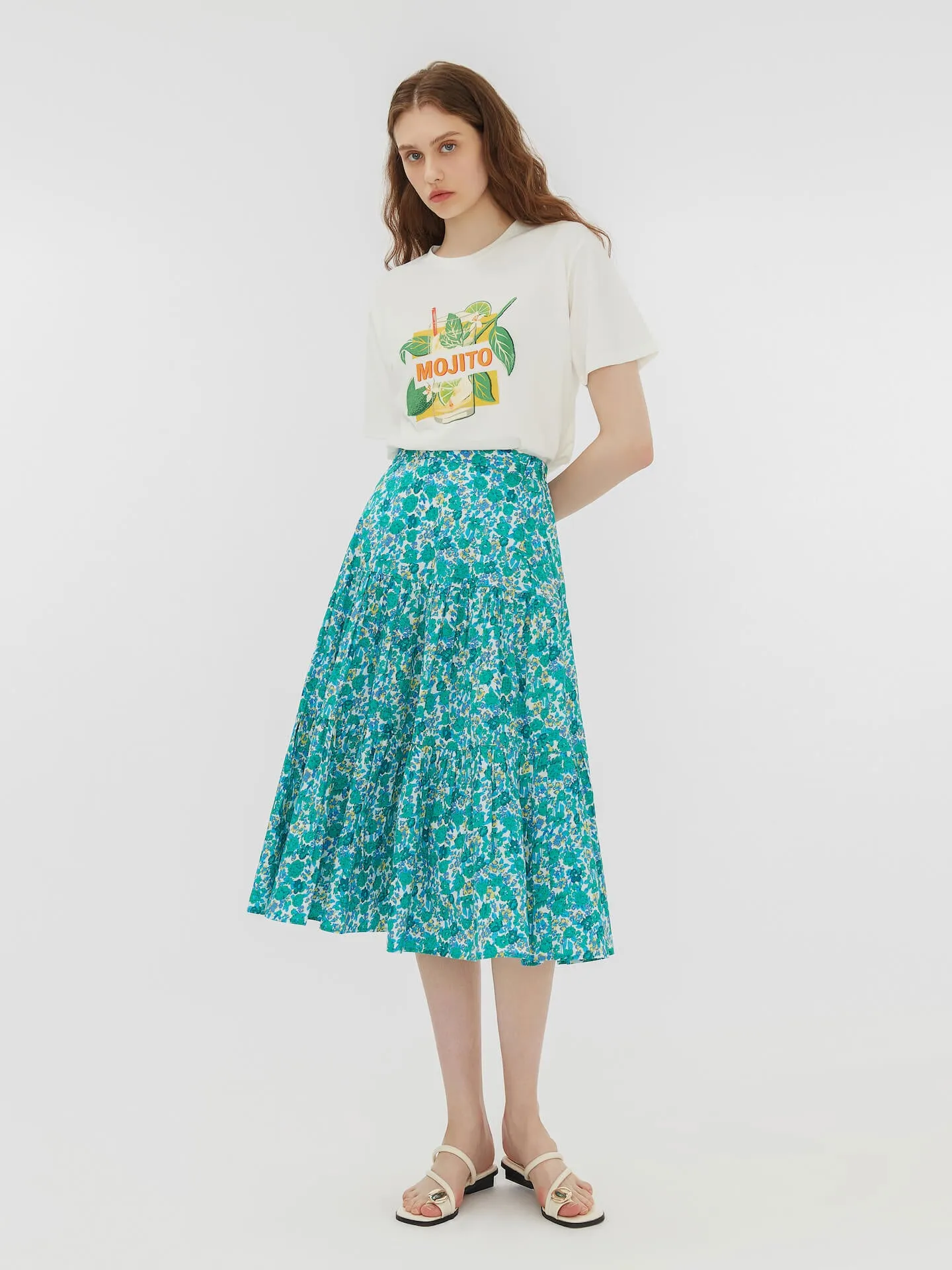 Retro Single Tiered Floral Skirt