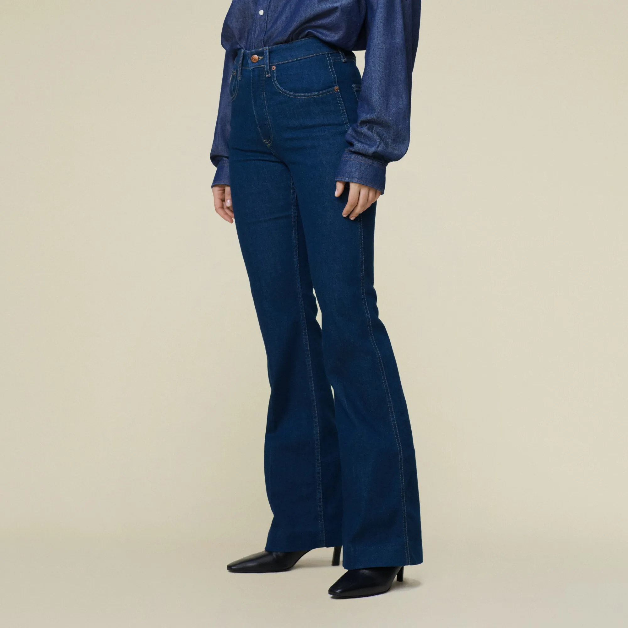 Riley Sp Rinse Greenstone - High Rise Flare