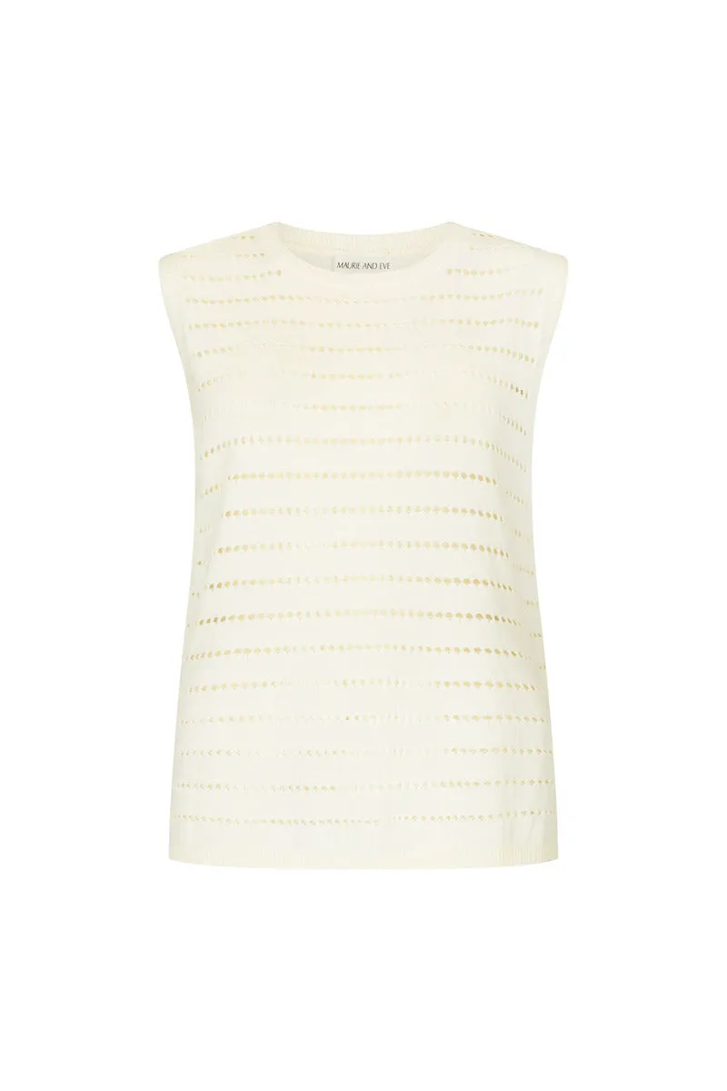 RIPPLES KNIT TANK TOP - CREAM