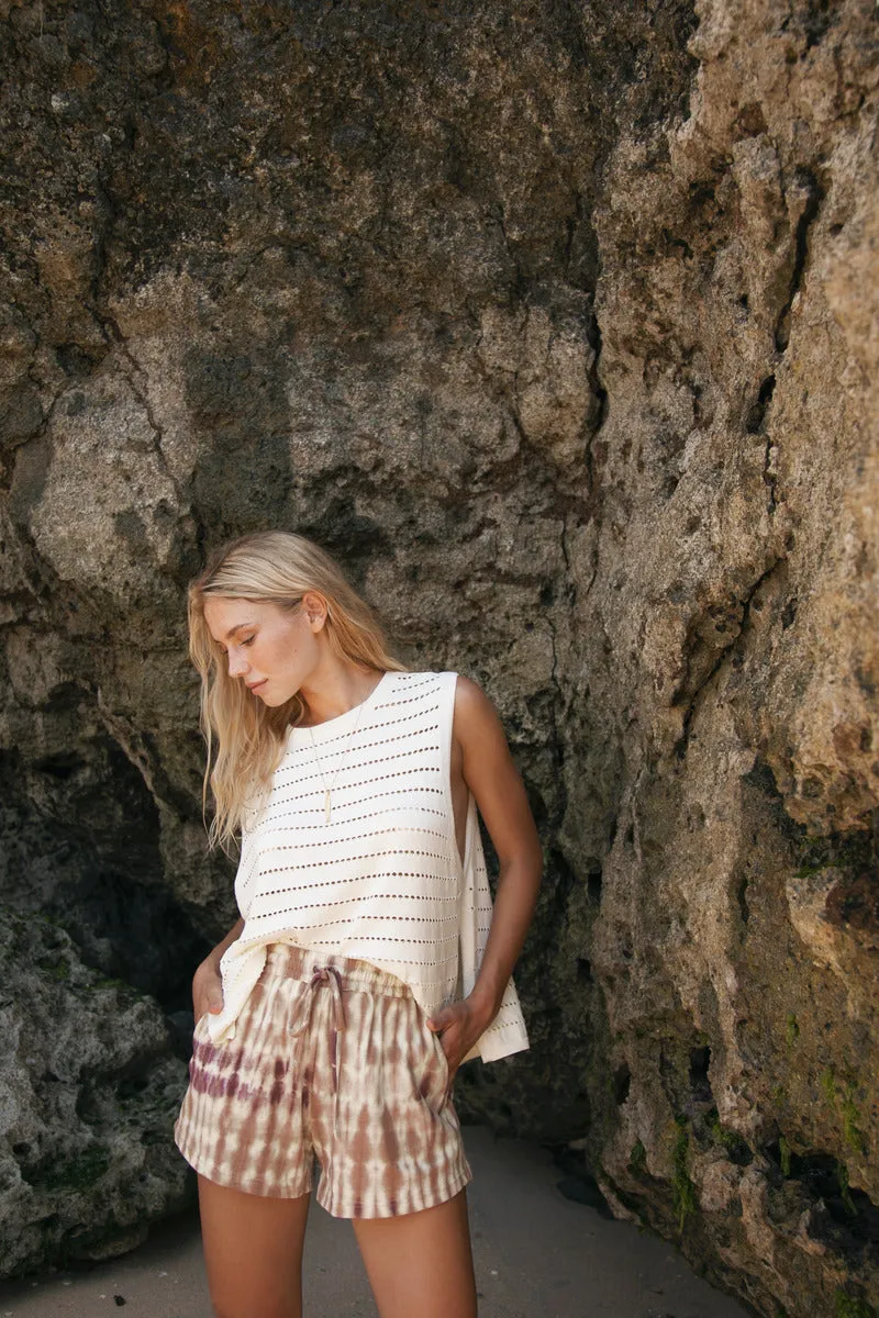 RIPPLES KNIT TANK TOP - CREAM