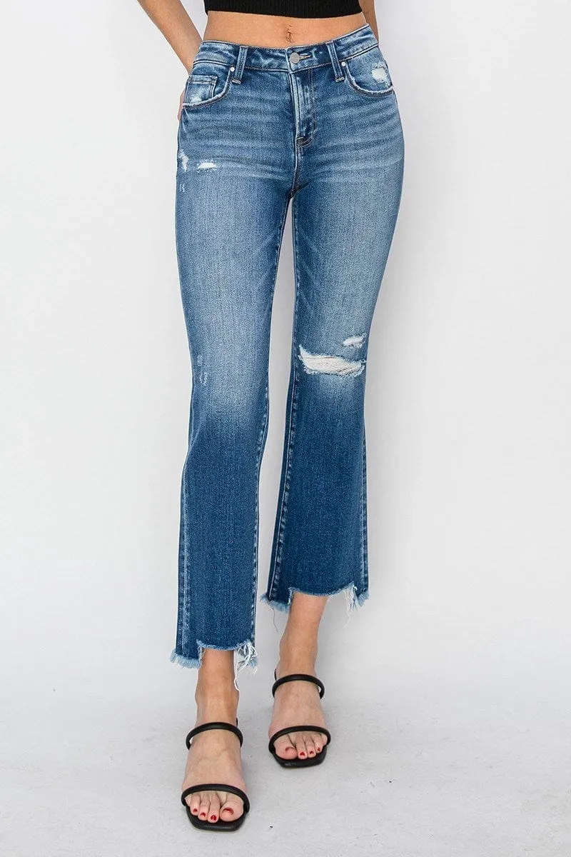 Risen Mid-Rise Ankle Bootcut Jeans