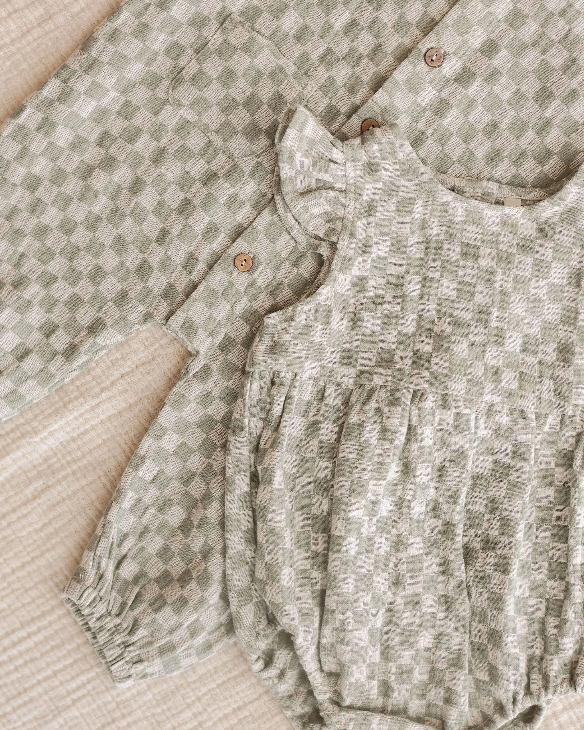 Sage Check Woven Jumpsuit