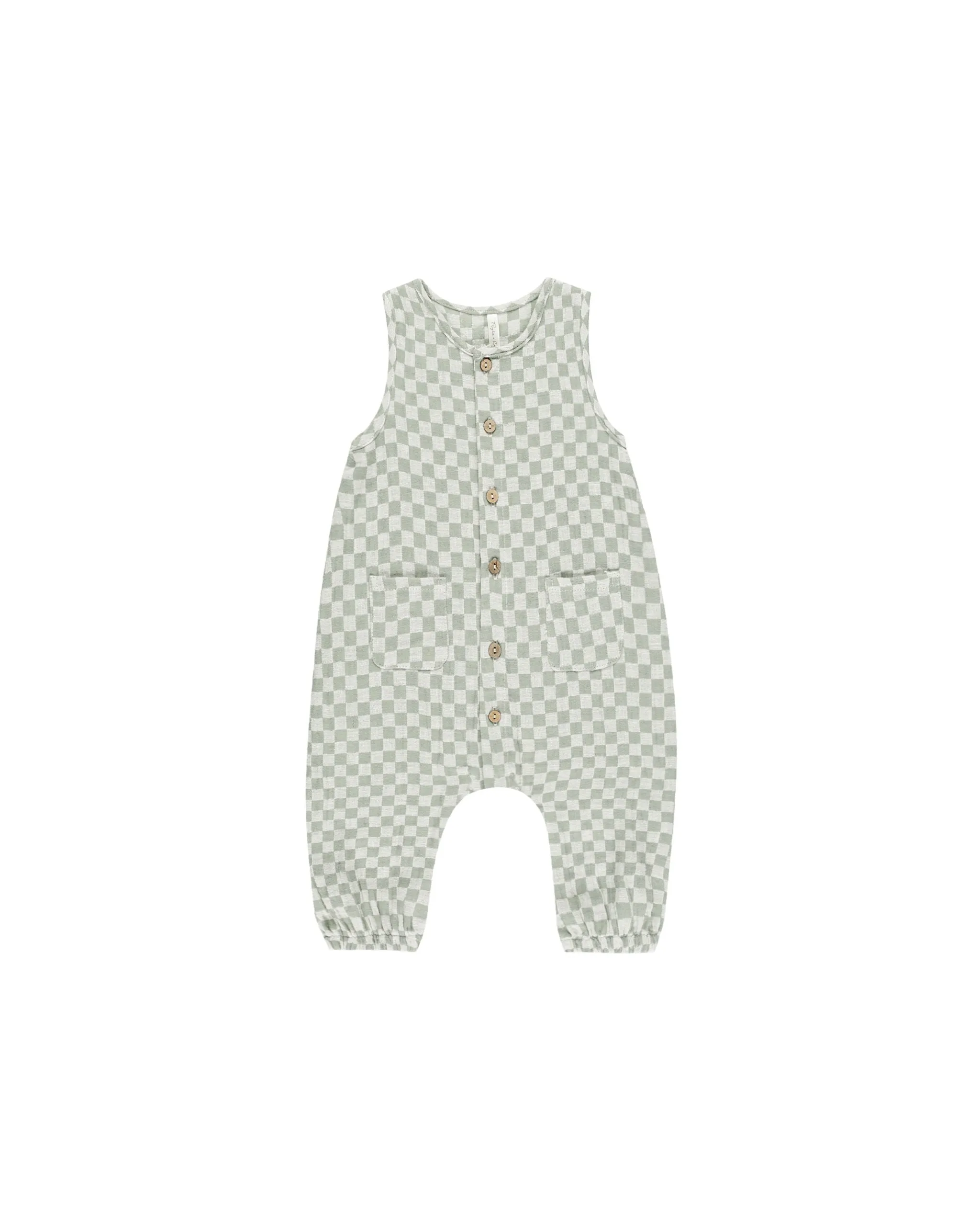 Sage Check Woven Jumpsuit