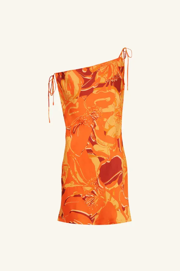 Shona Joy Chara Silk Tie Mini Dress - Flame
