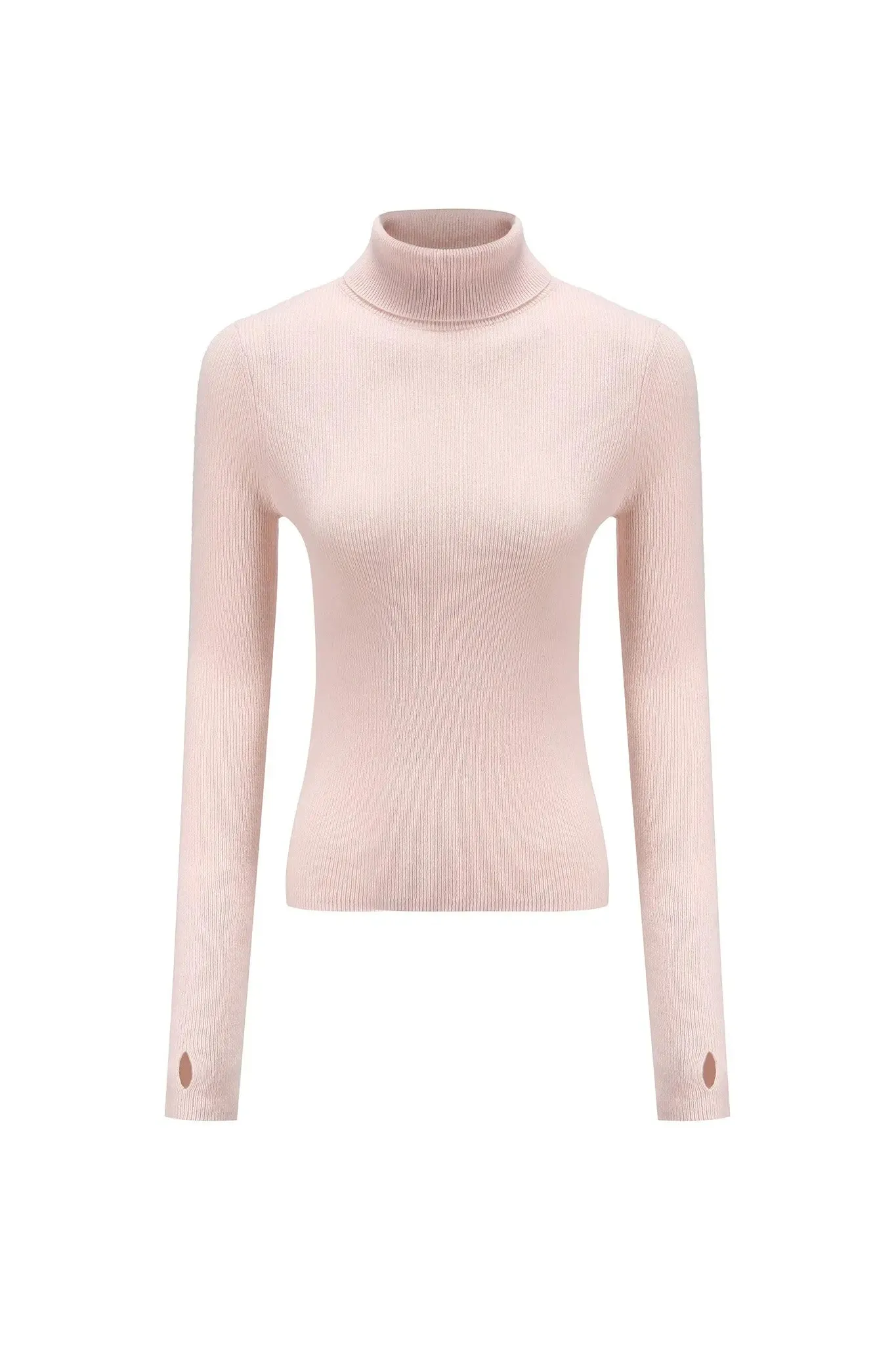 Slim Turtleneck Cashmere Sweater with Thumb Holes