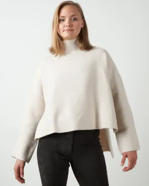 spongy step hem pullover - chalk