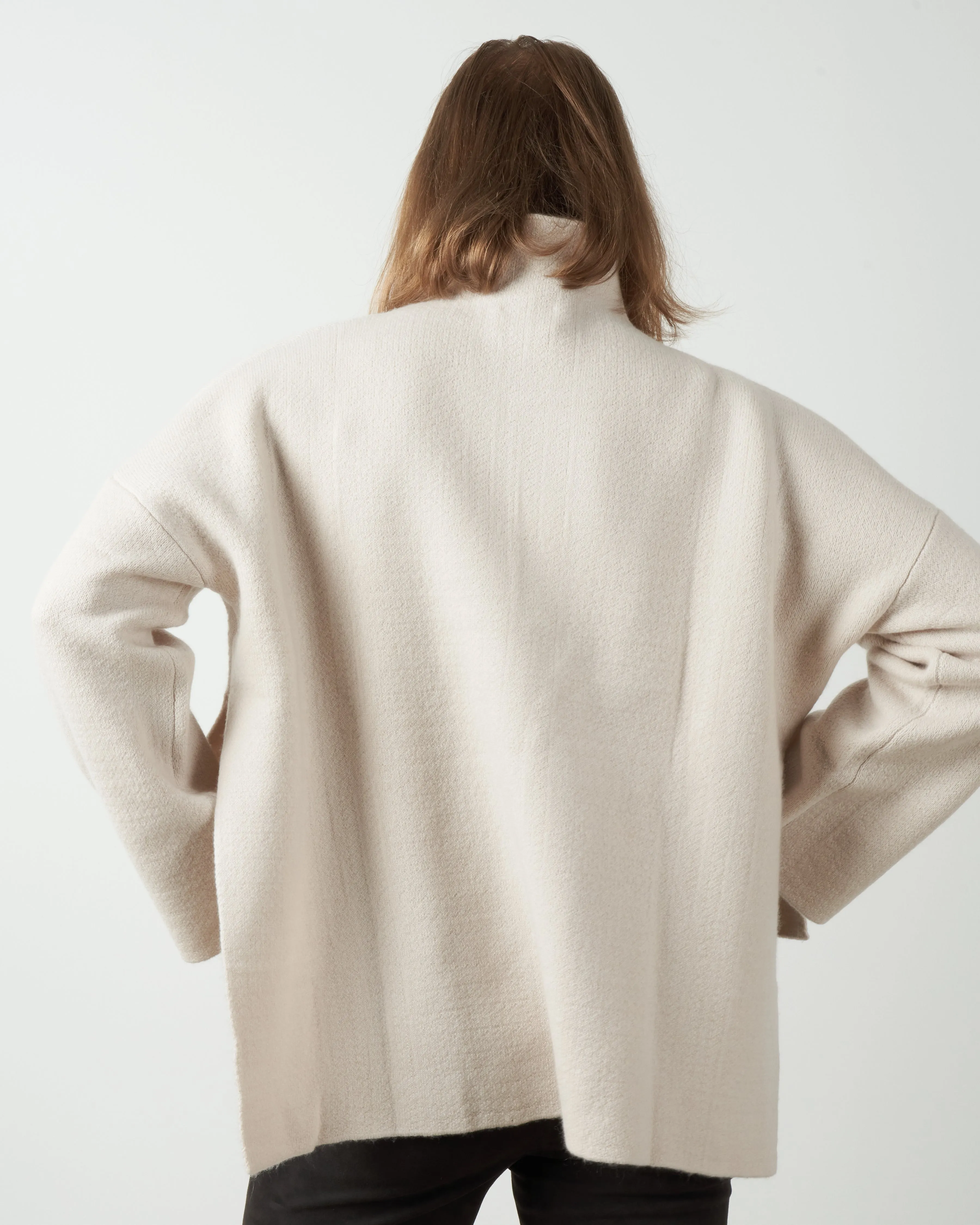 spongy step hem pullover - chalk