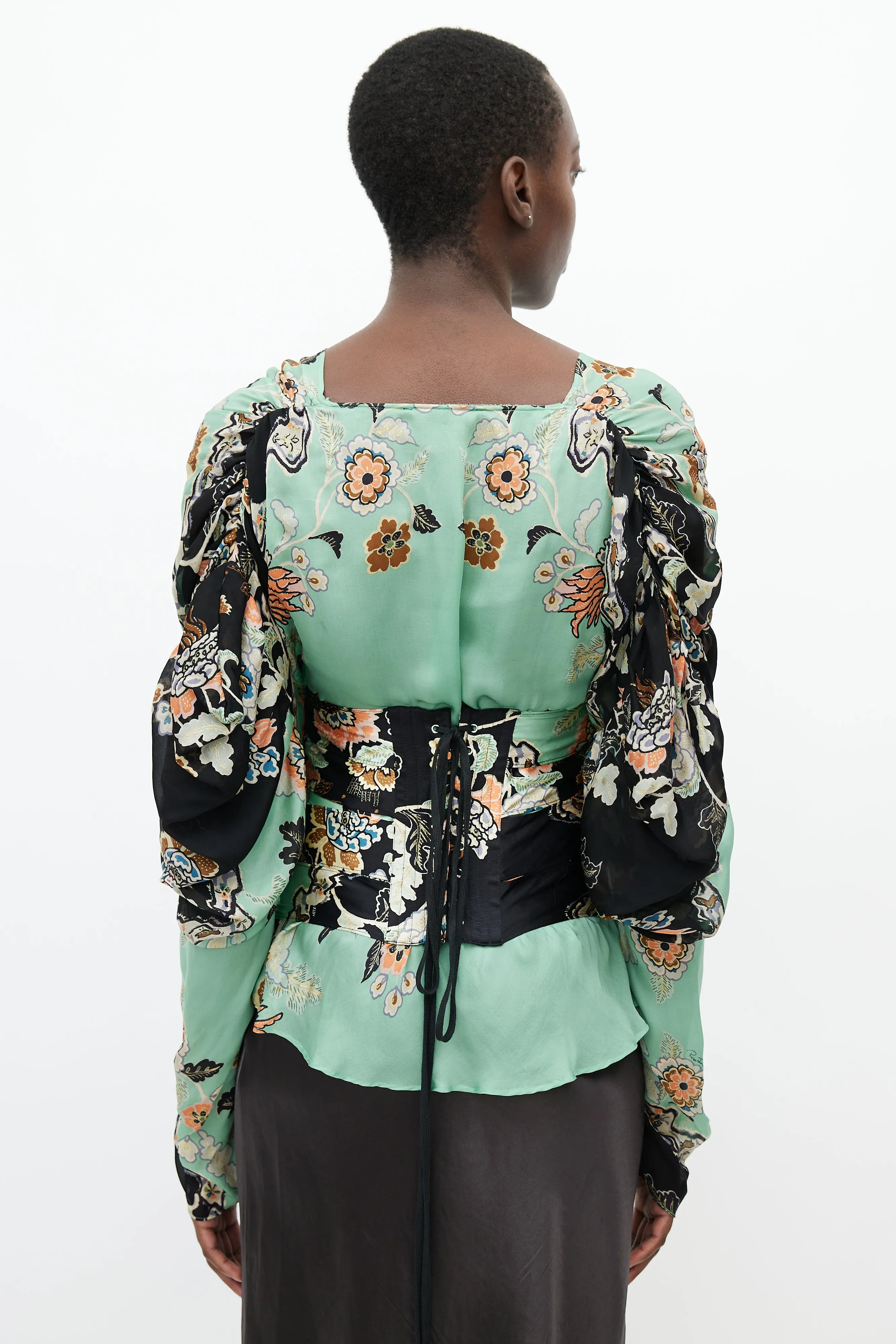 Spring 2003 Green & Multi Silk Corset Blouse
