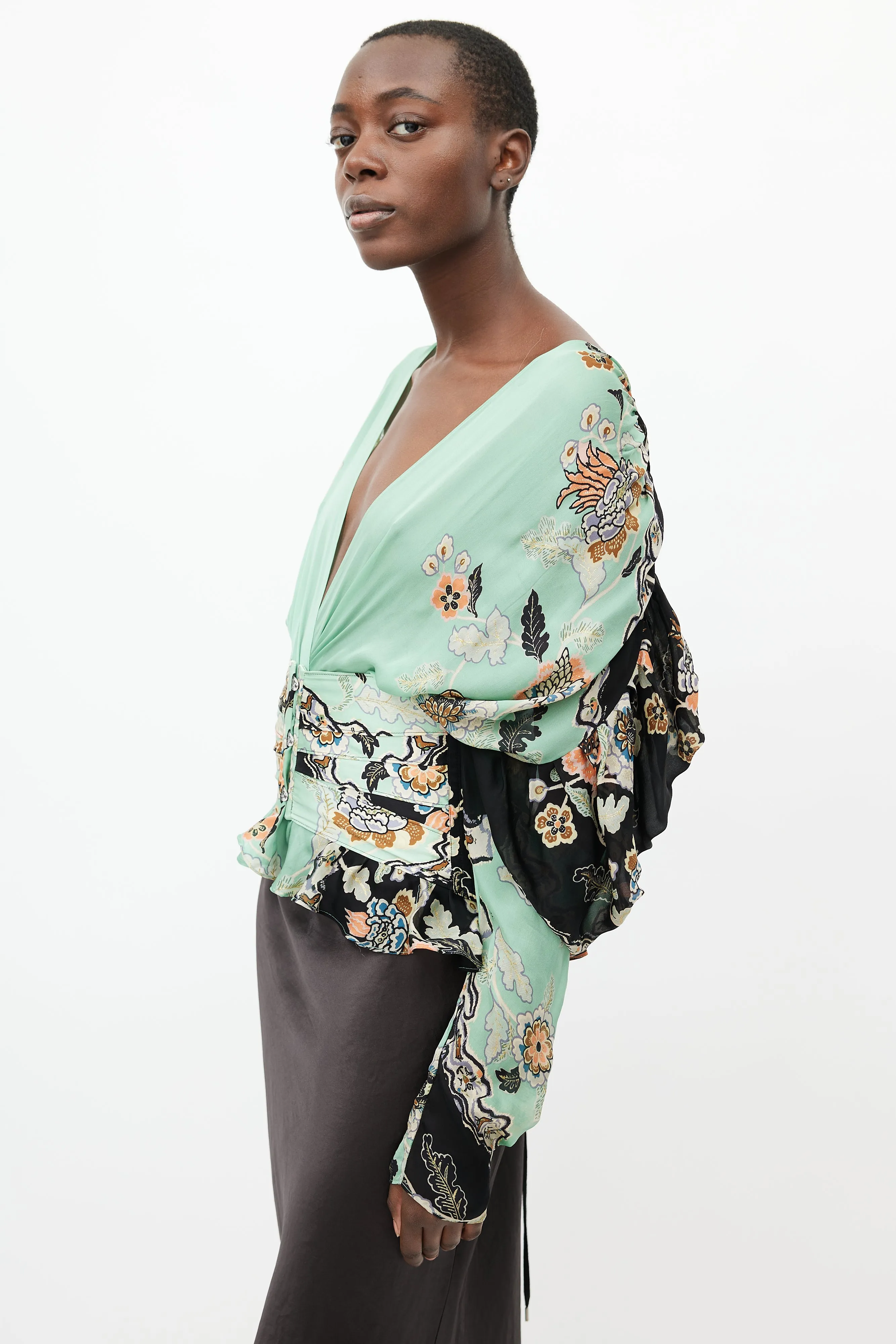 Spring 2003 Green & Multi Silk Corset Blouse