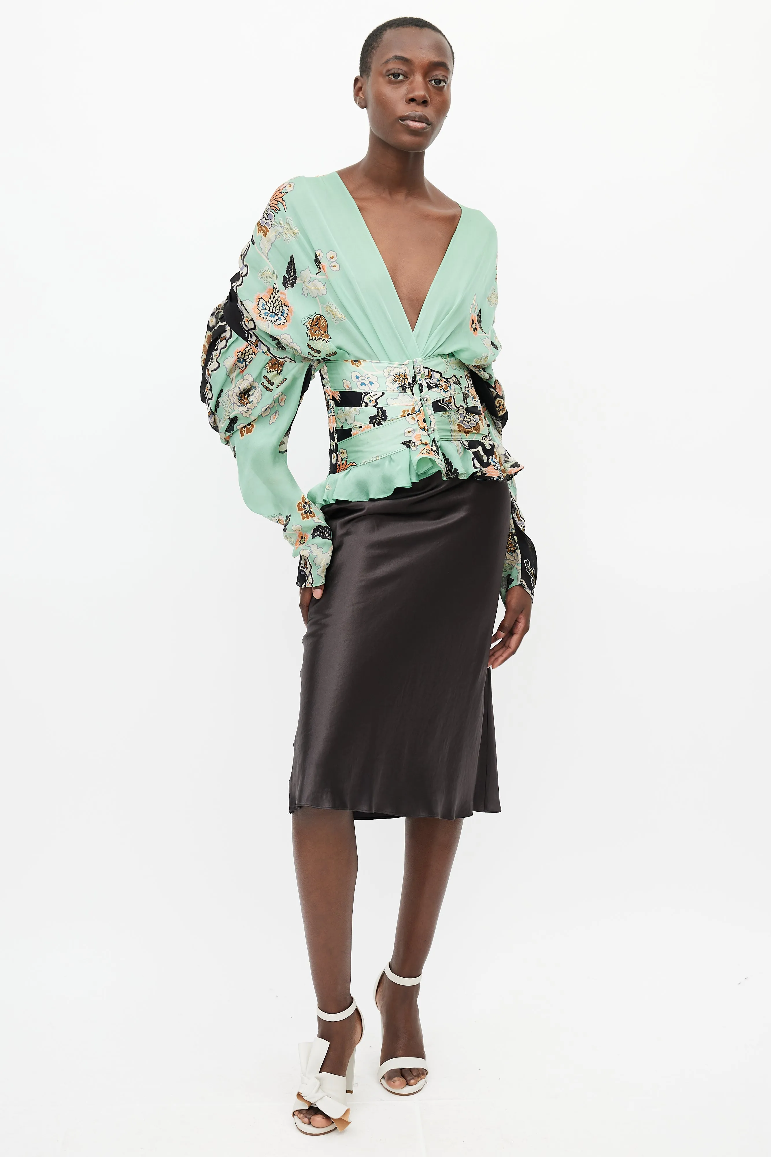 Spring 2003 Green & Multi Silk Corset Blouse