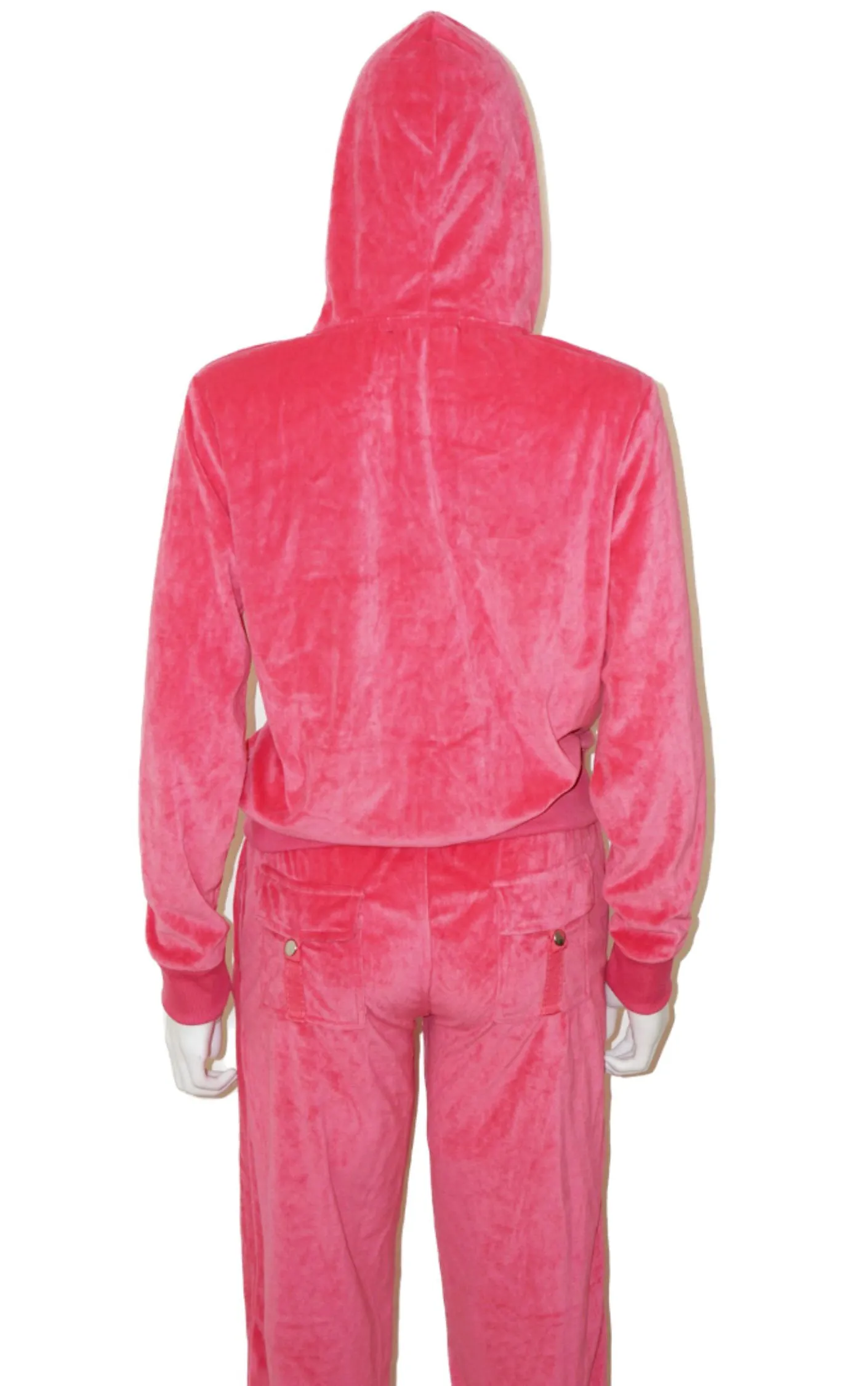 TRACKSUITS Y2K Pink Velour Pants Hoodie Set Suit