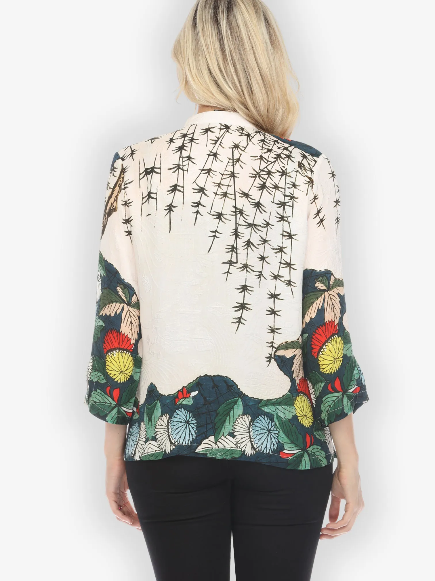 Umbrella Flowers Silk Blend Blouse
