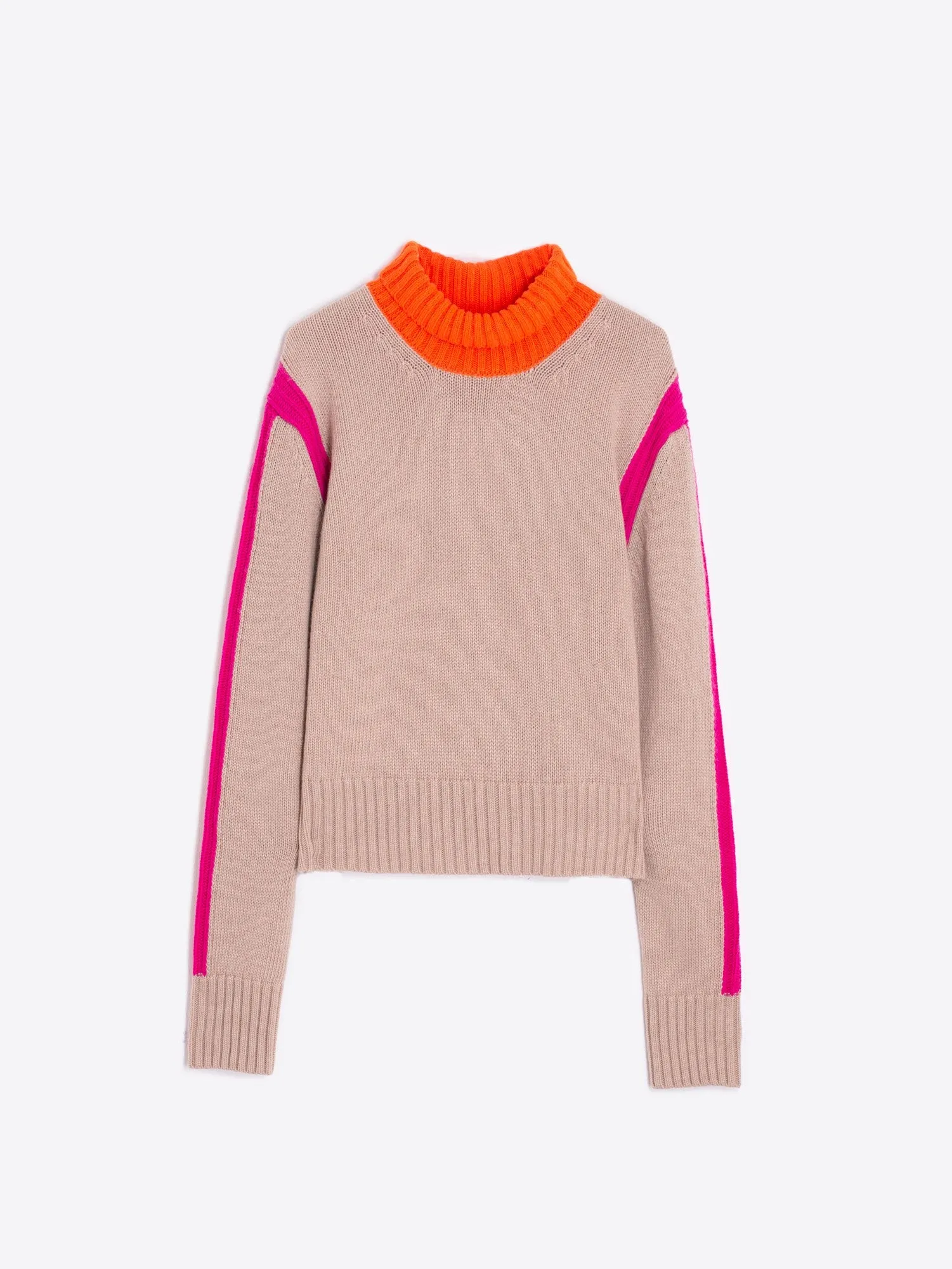 Vilagallo Jax Turtleneck Sweater, Beige Orange Neon Pink