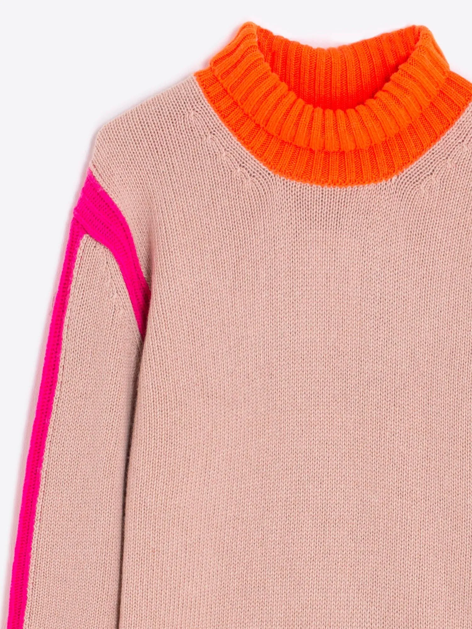 Vilagallo Jax Turtleneck Sweater, Beige Orange Neon Pink