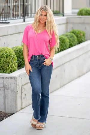 VINTAGE HIGH RISE FRAYED HEM BOOT CUT